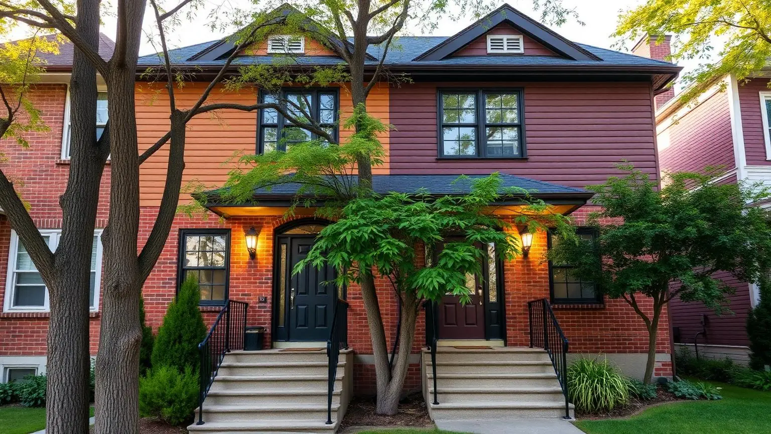 Classic Minneapolis side-by-side duplex with two front doors