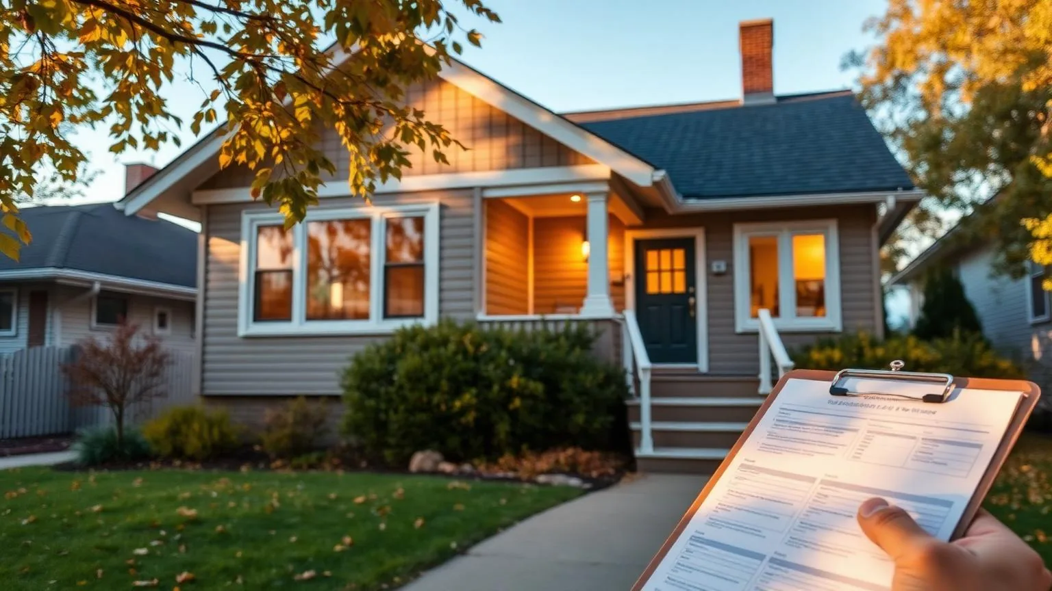 Classic Minneapolis craftsman bungalow with TISH inspection clipboard in foreground